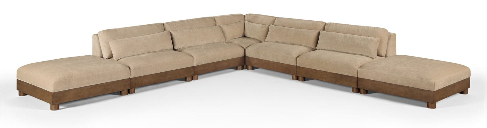 Kira 160" Beige Chenille Fabric Upholstered Sectional, 7-Piece — Vista 1 (1/3)