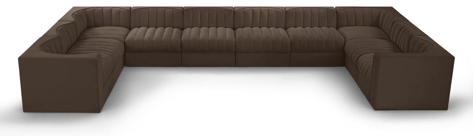 Talia Brown Velvet Performance Fabric Upholstered Sectional, 10-Piece — Vista 1 (1/3)