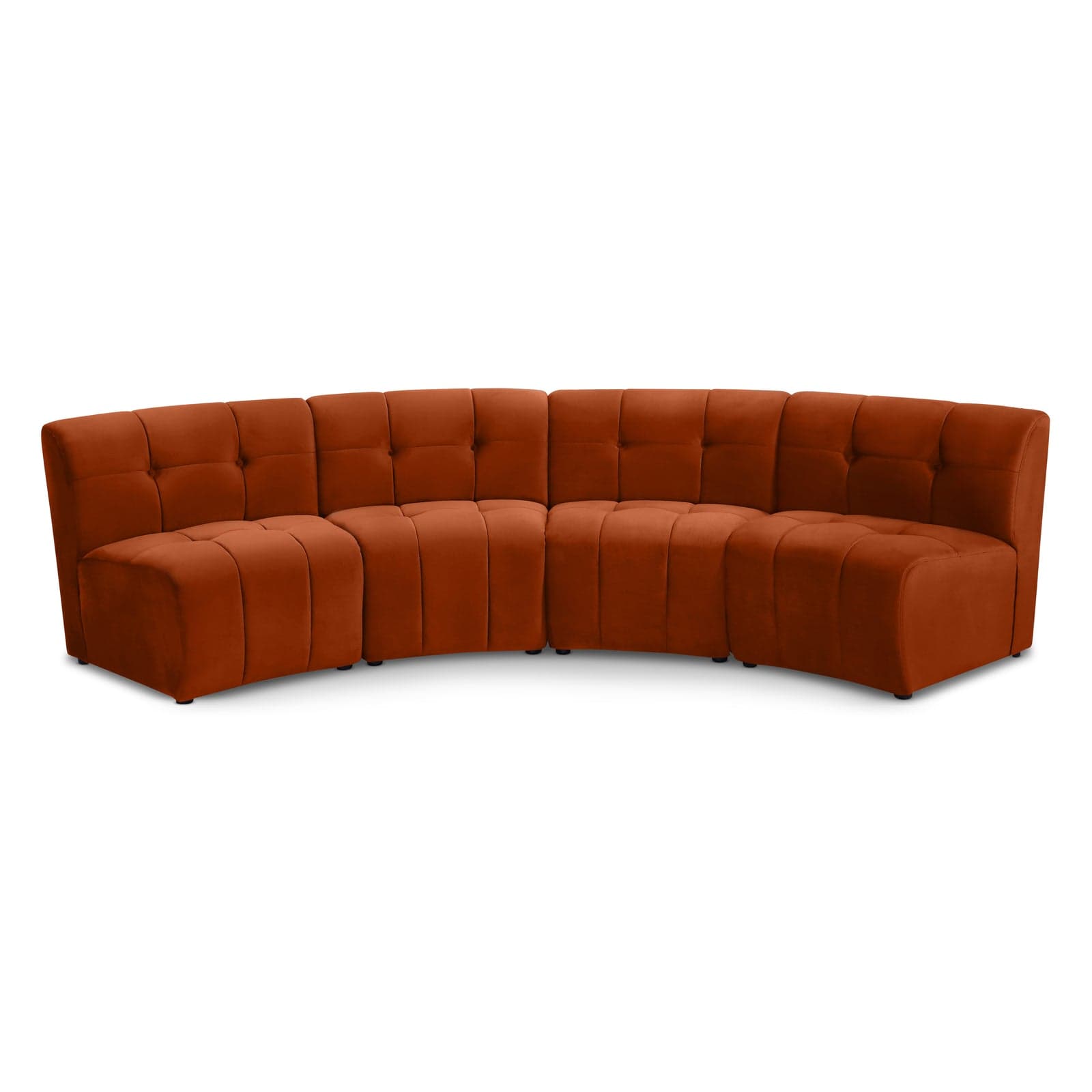 Kira 119.5" Cognac Velvet Upholstered Sectional, 4-Piece — Vista 1 (1/3)