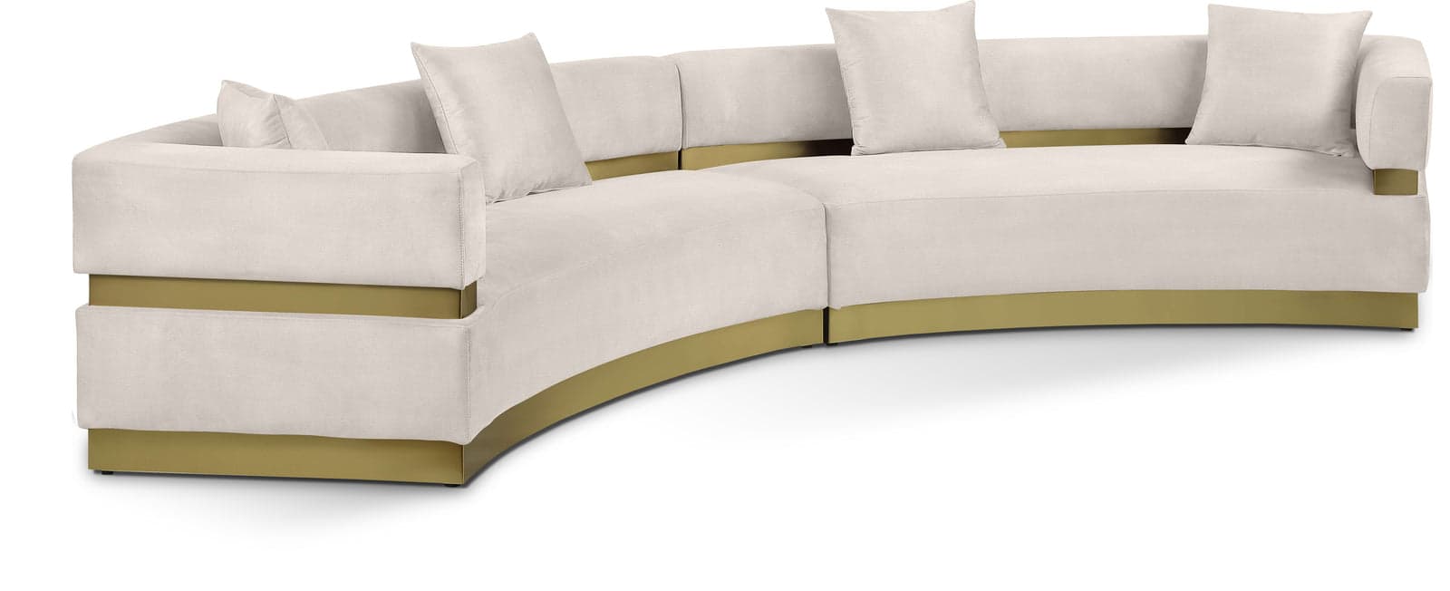 Rhea 148" Cream Velvet Upholstered Sectional, 2-Piece — Vista 1 (1/3)
