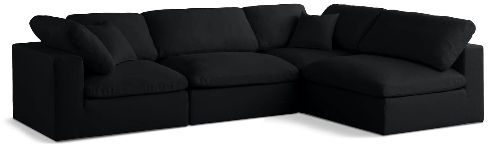 Selene 105" Black Velvet Upholstered Standard Comfort Sectional, 4-Piece (Style 2) — Vista 1 (1/3)