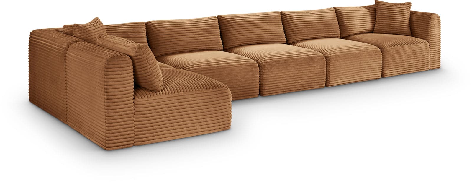 Faye 171" Saddle Corduroy Performance Fabric Upholstered Sectional, 6-Piece — Vista 1 (1/3)