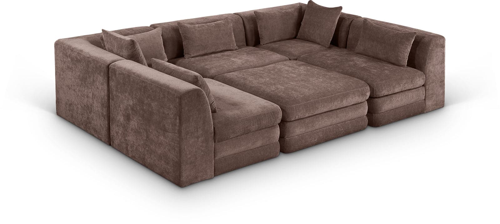 Willow 114" Brown Chenille Fabric Upholstered 6Pc. Sectional, 6-Piece — Vista 1 (1/3)