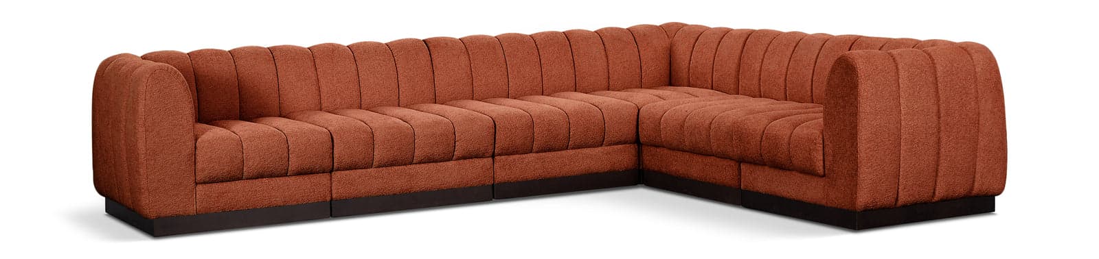 Opal 133" Chenille Fabric Upholstered Sectional, 6-Piece (Style 2) — Vista 1 (1/4)