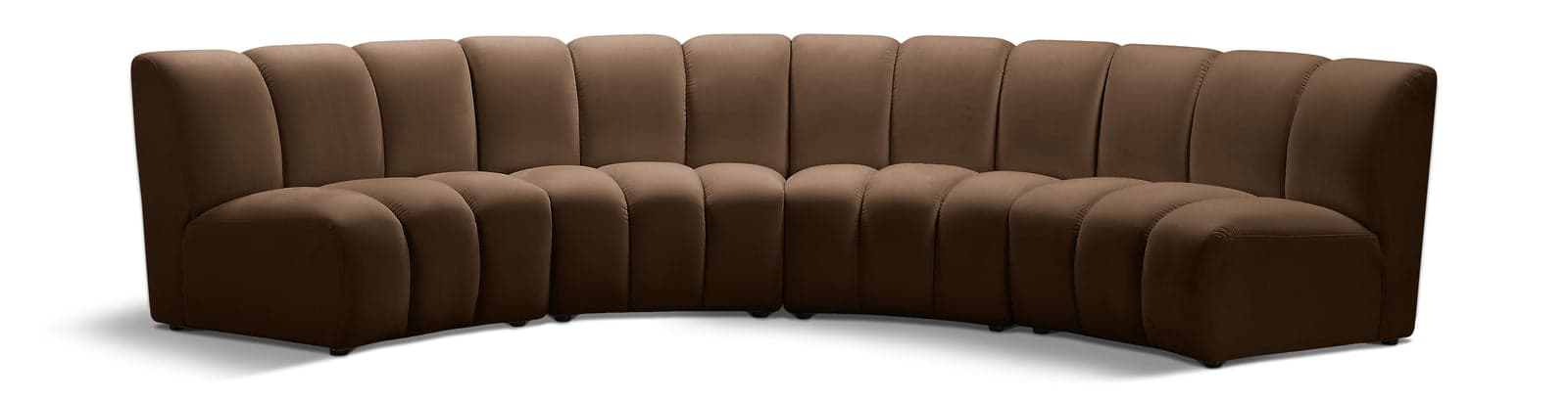 Isolde 148" Brown Velvet Upholstered Sectional, 4-Piece — Vista 1 (1/3)