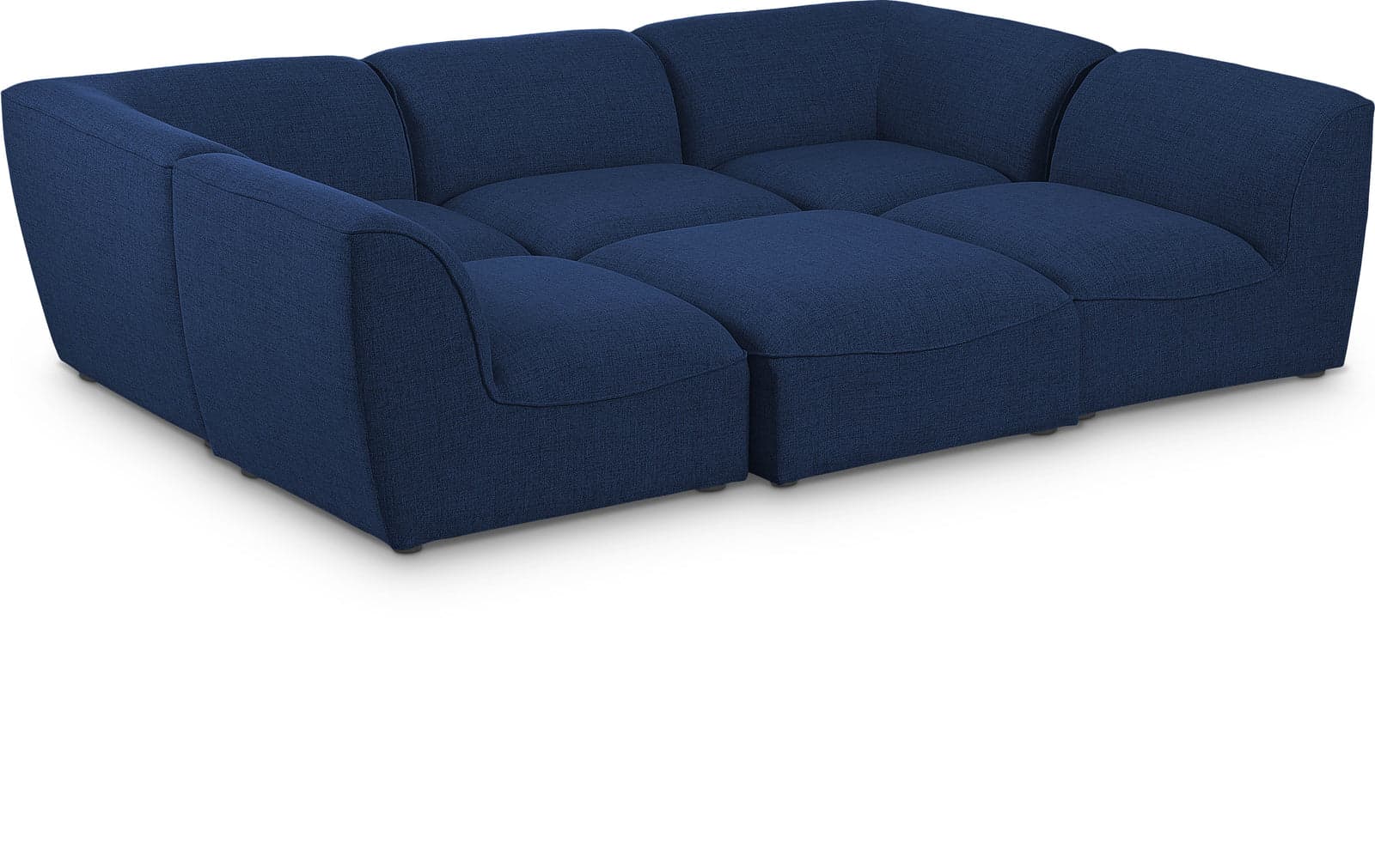 Greer 109" Navy Linen Textured Fabric Upholstered Sectional, 6-Piece — Vista 1 (1/3)