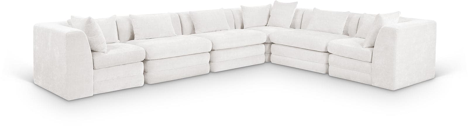 Willow 152" Cream Chenille Fabric Upholstered 6Pc. Sectional, 6-Piece — View 1 (1/3)
