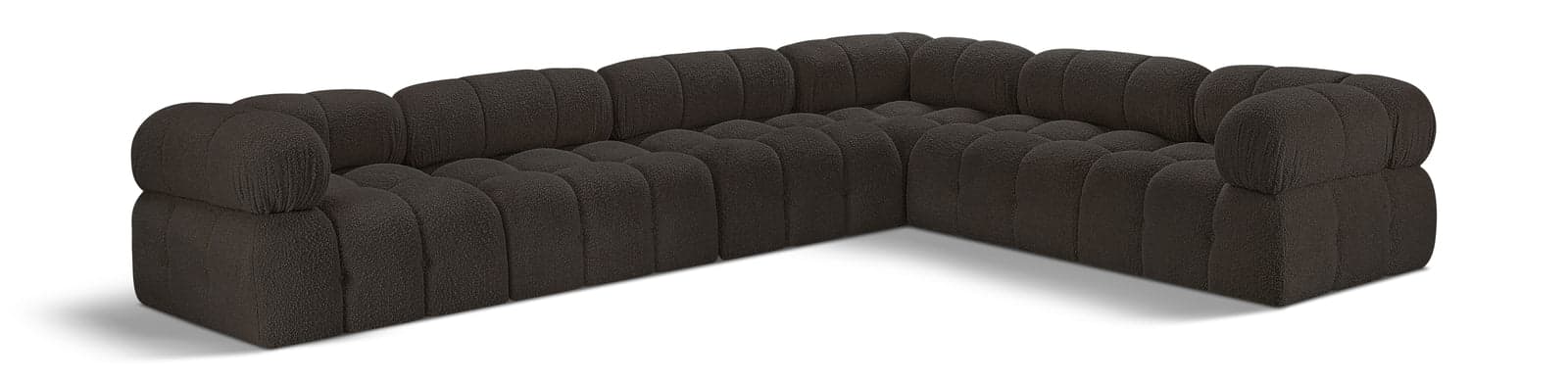 Darcy 136" Brown Boucle Fabric Upholstered Sectional, 6-Piece (Style 4) — View 1 (1/3)