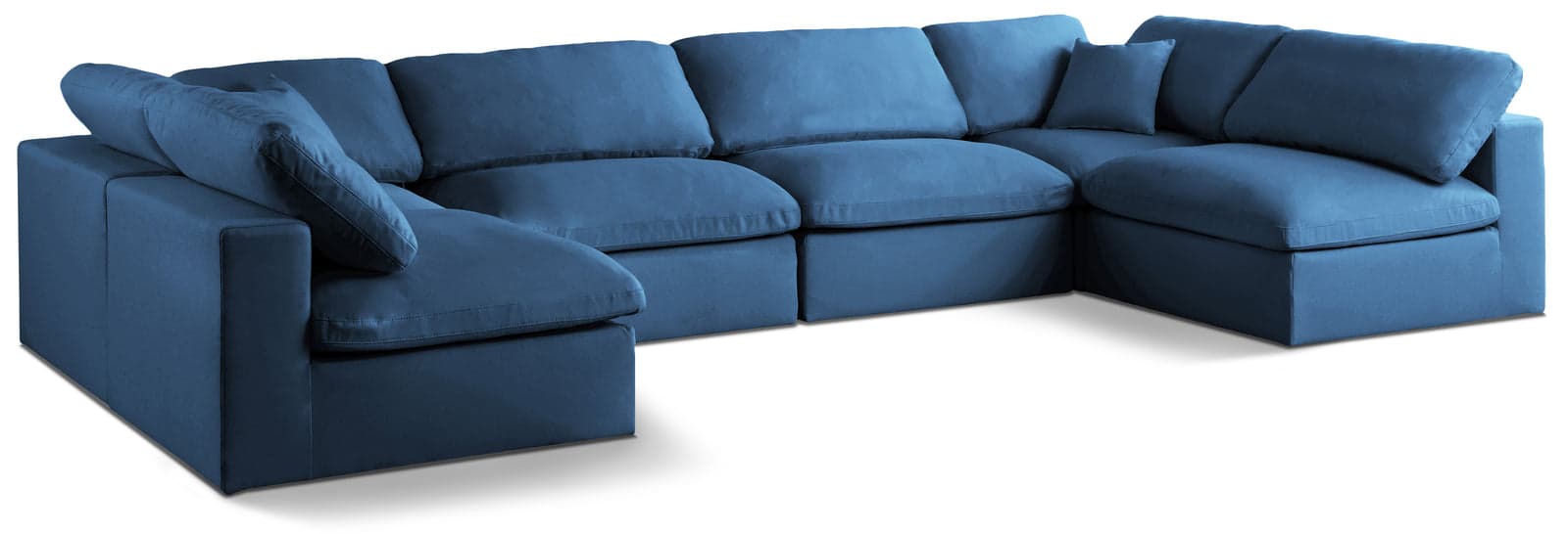 Selene 140" Navy Velvet Upholstered Standard Comfort Sectional, 6-Piece (Style 3) — View 1 (1/3)