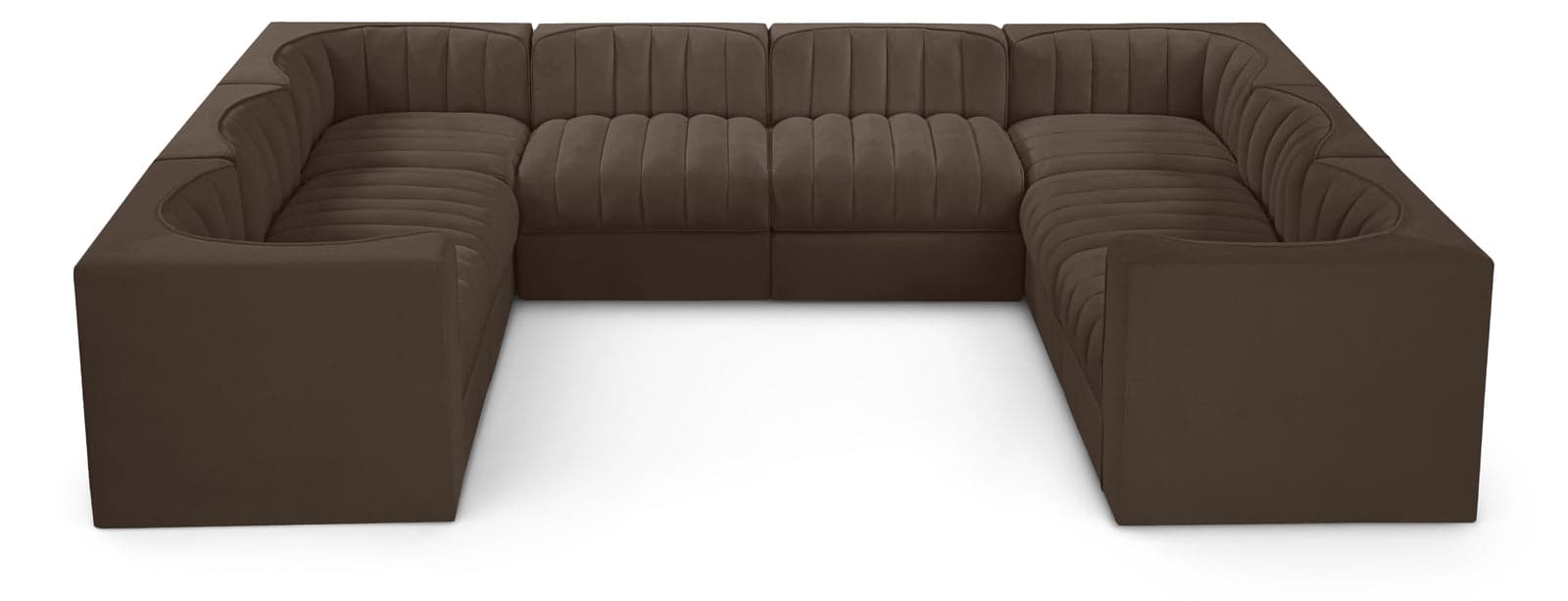 Talia Brown Velvet Performance Fabric Upholstered Sectional — Vista 1 (1/3)