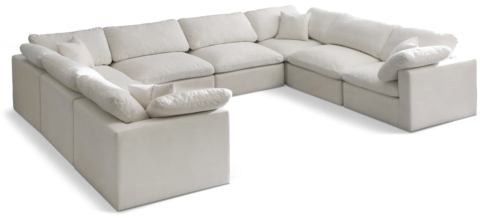 Selene 140" Cream Velvet Upholstered Standard Comfort Sectional, 8-Piece — Vista 1 (1/3)