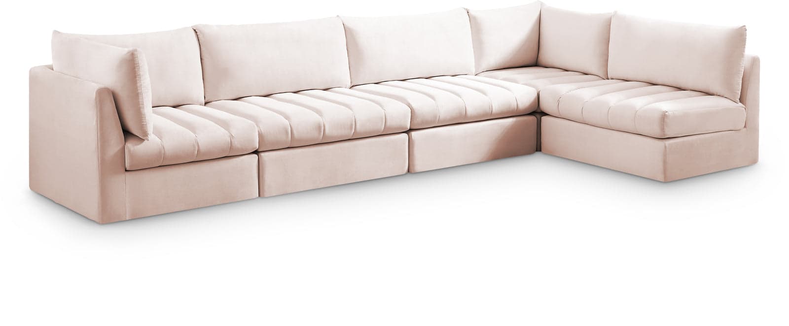 Rowan 140" Pink Velvet Upholstered Sectional, 5-Piece — View 1 (1/3)