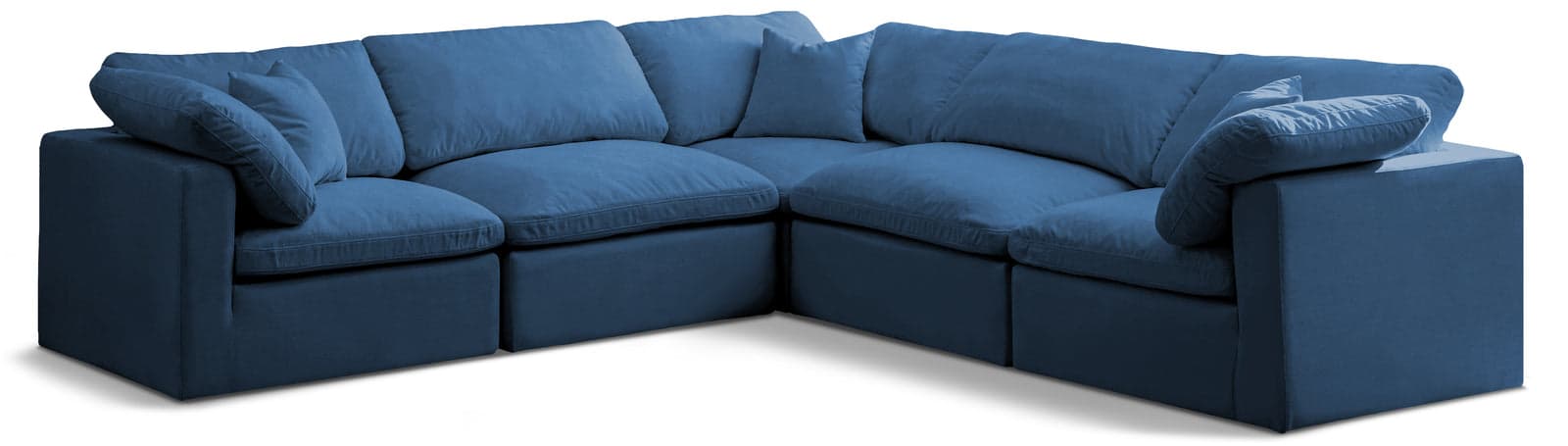 Selene 105" Navy Velvet Upholstered Standard Comfort Sectional, 5-Piece (Style 2) — Vista 1 (1/3)