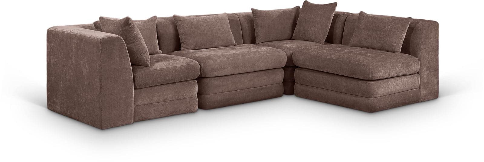 Willow 114" Brown Chenille Fabric Upholstered 4Pc. Sectional, 4-Piece (Style 2) — Vista 1 (1/3)