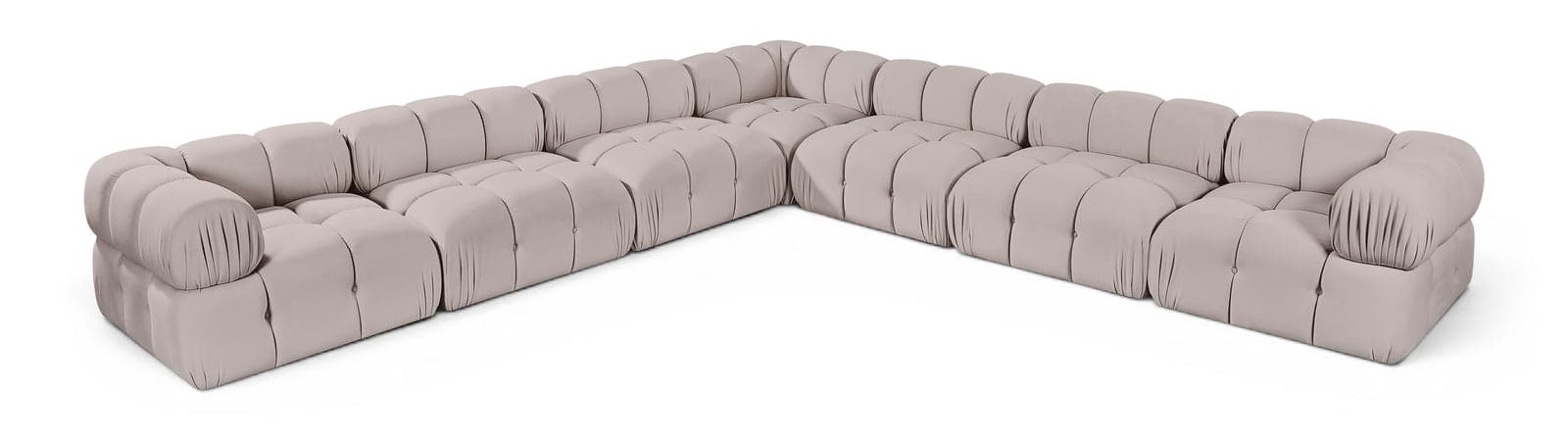 Camden Beige Velvet Performance Fabric Upholstered Sectional, 7-Piece — View 1 (1/3)