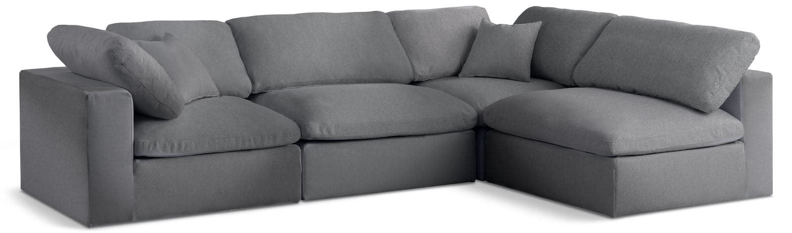 Camden 119" Grey Linen Textured Fabric Upholstered Deluxe Comfort Sectional, 4-Piece (Style 2) — Vista 1 (1/3)