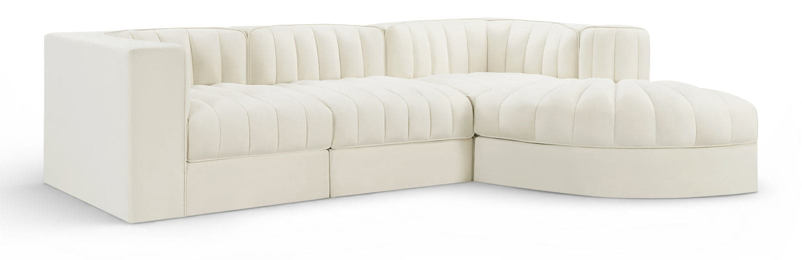 Talia Cream Velvet Performance Fabric Upholstered Sectional, 4-Piece (Style 3) — Vista 1 (1/3)