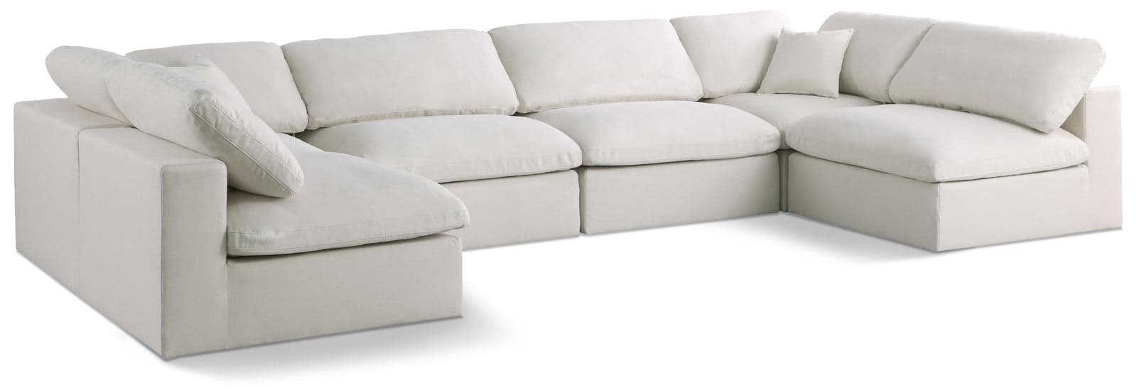 Selene 140" Cream Velvet Upholstered Standard Comfort Sectional, 6-Piece (Style 3) — View 1 (1/3)