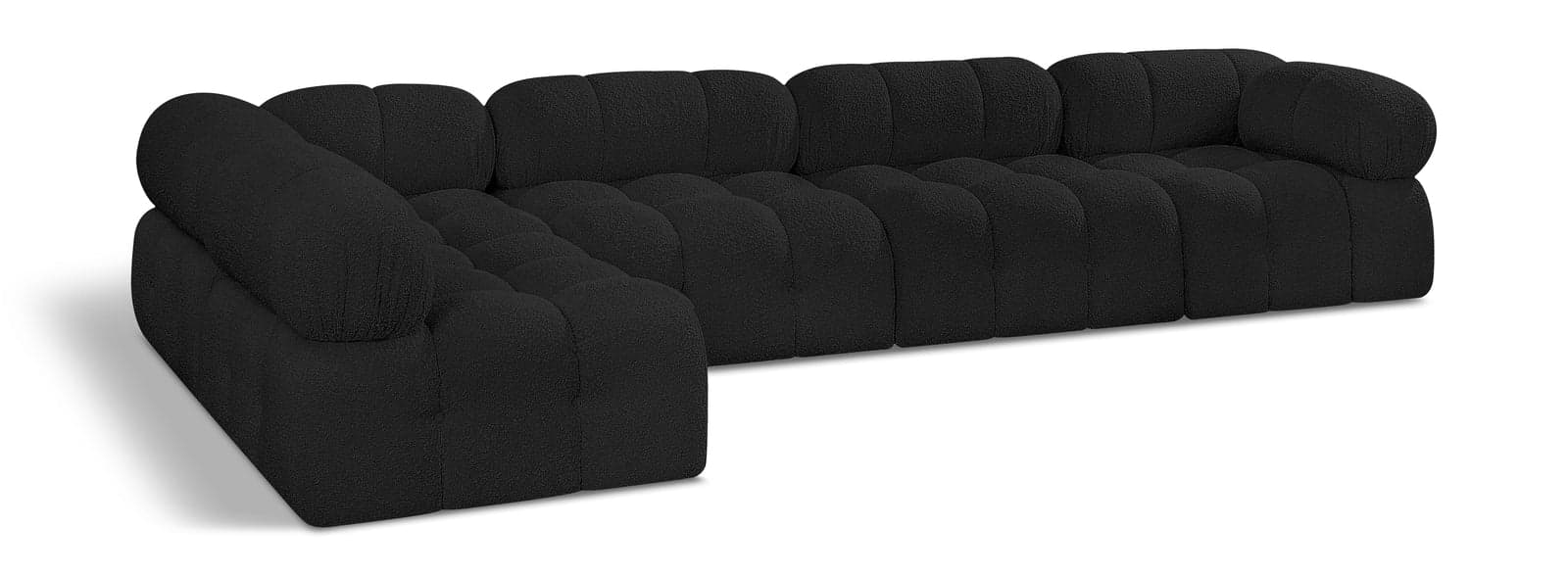 Darcy 136" Black Boucle Fabric Upholstered Sectional, 5-Piece — Vista 1 (1/3)