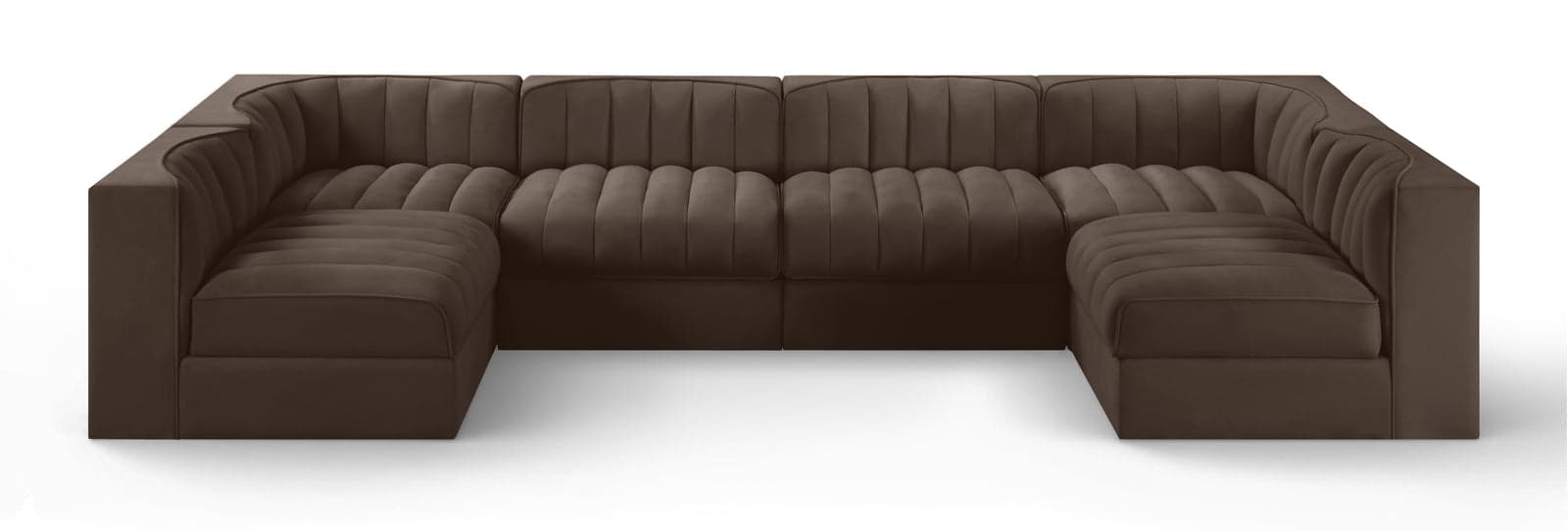 Talia Brown Velvet Performance Fabric Upholstered Sectional, 6-Piece — View 1 (1/3)