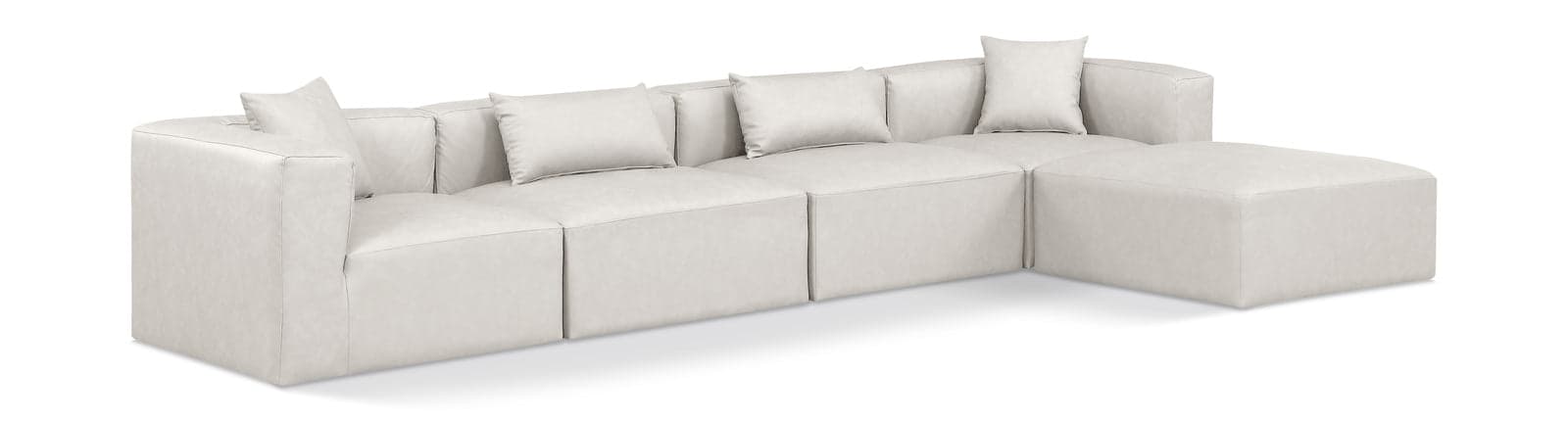Farrah 144" Cream Vegan Leather Upholstered Sectional, 5-Piece — Vista 1 (1/3)