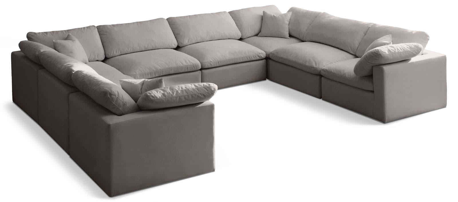 Selene 140" Grey Velvet Upholstered Standard Comfort Sectional, 8-Piece — View 1 (1/3)