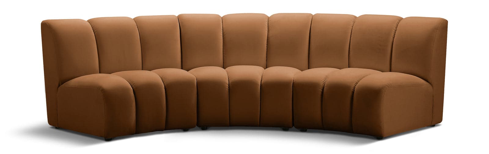 Isolde 119" Saddle Velvet Upholstered Sectional, 3-Piece — Vista 1 (1/3)