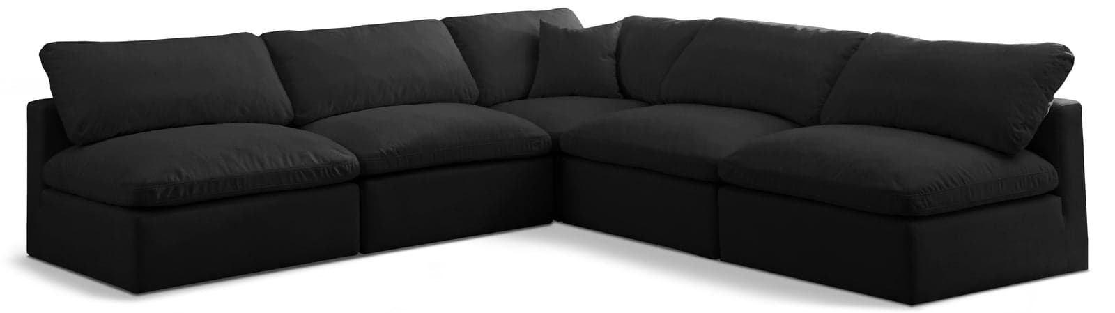 Selene 105" Black Velvet Upholstered Standard Comfort Sectional, 5-Piece — View 1 (1/3)