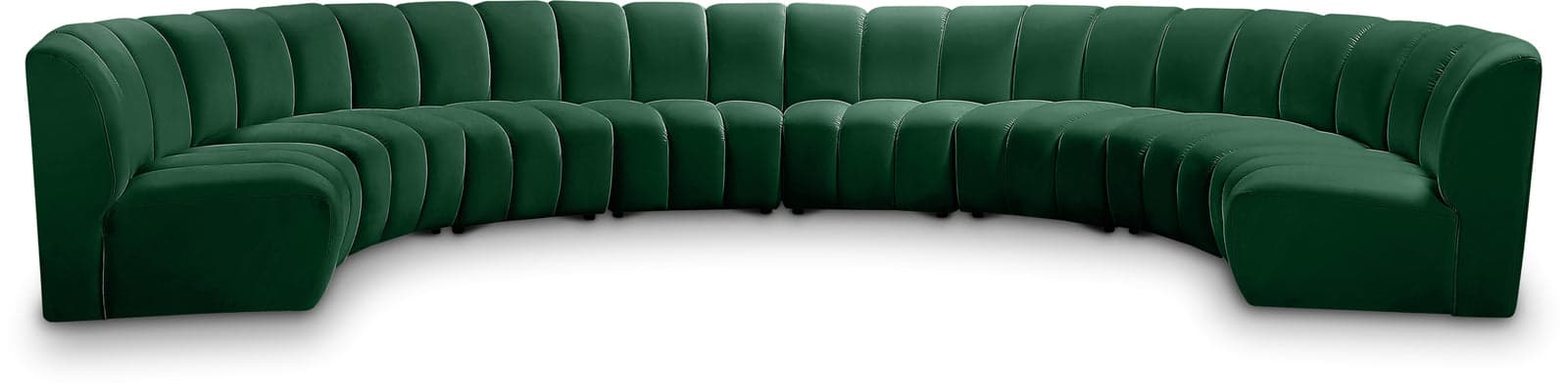 Isolde 178" Green Velvet Upholstered Sectional, 8-Piece — Vista 1 (1/3)