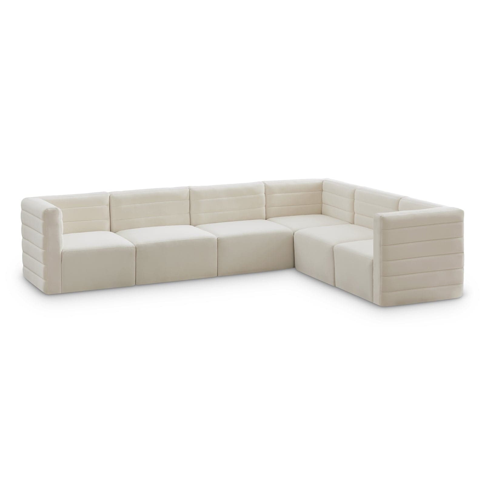 Opal 126" Cream Velvet Upholstered Comfort Sectional, 6-Piece — View 1 (1/3)