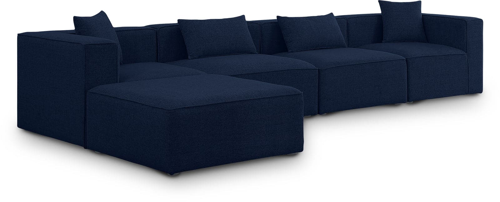 Farrah 144" Navy Fabric Upholstered Sectional, 5-Piece — Vista 1 (1/3)