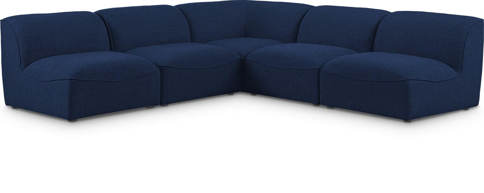 Greer 104" Navy Linen Textured Fabric Upholstered Sectional, 5-Piece — View 1 (1/3)