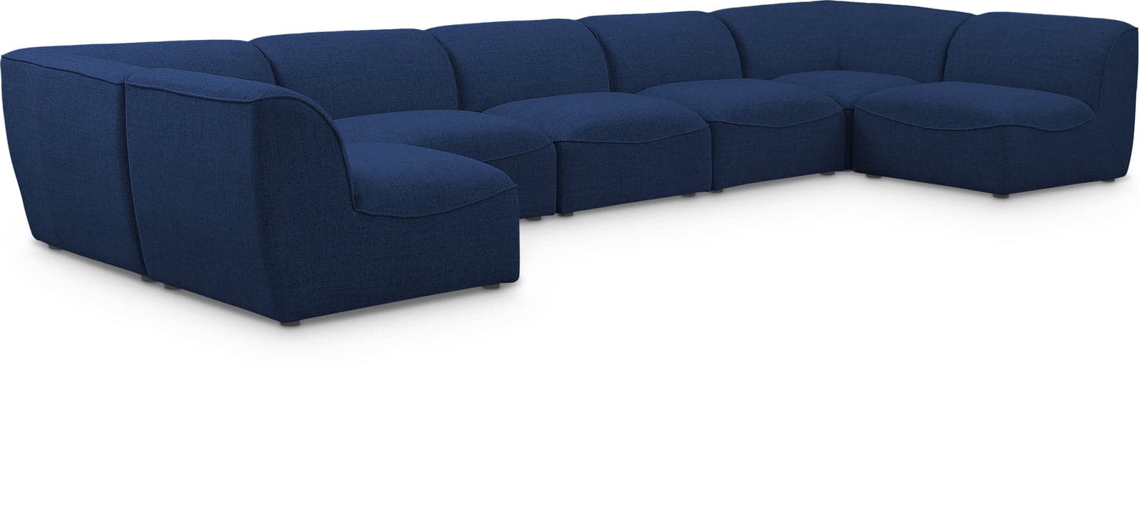 Greer 175" Navy Linen Textured Fabric Upholstered Sectional, 7-Piece — Vista 1 (1/3)