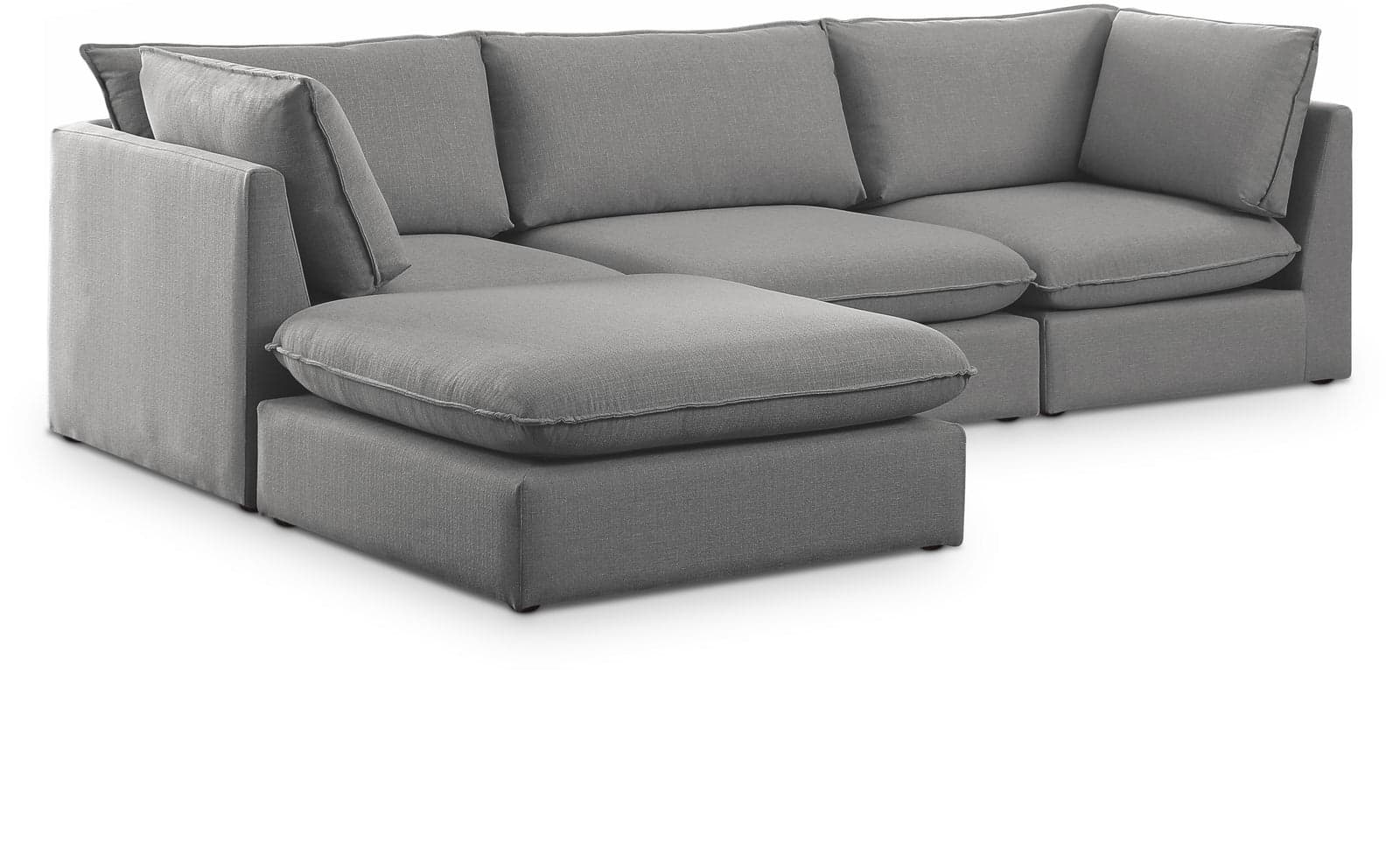 Linden 120" Grey Linen Textured Fabric Upholstered Sectional, 4-Piece (Style 2) — Vista 1 (1/3)