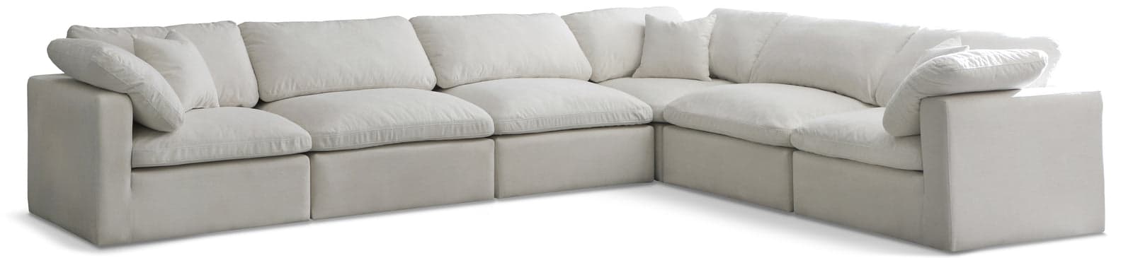 Selene 140" Cream Velvet Upholstered Standard Comfort Sectional, 6-Piece — View 1 (1/3)