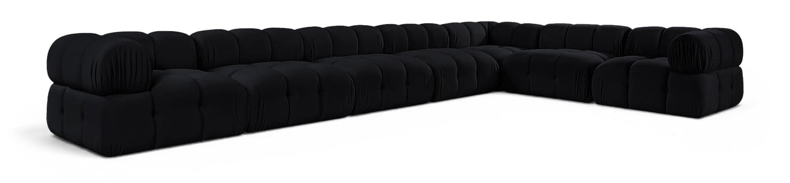 Camden Black Velvet Performance Fabric Upholstered Sectional, 7-Piece (Style 4) — View 1 (1/3)