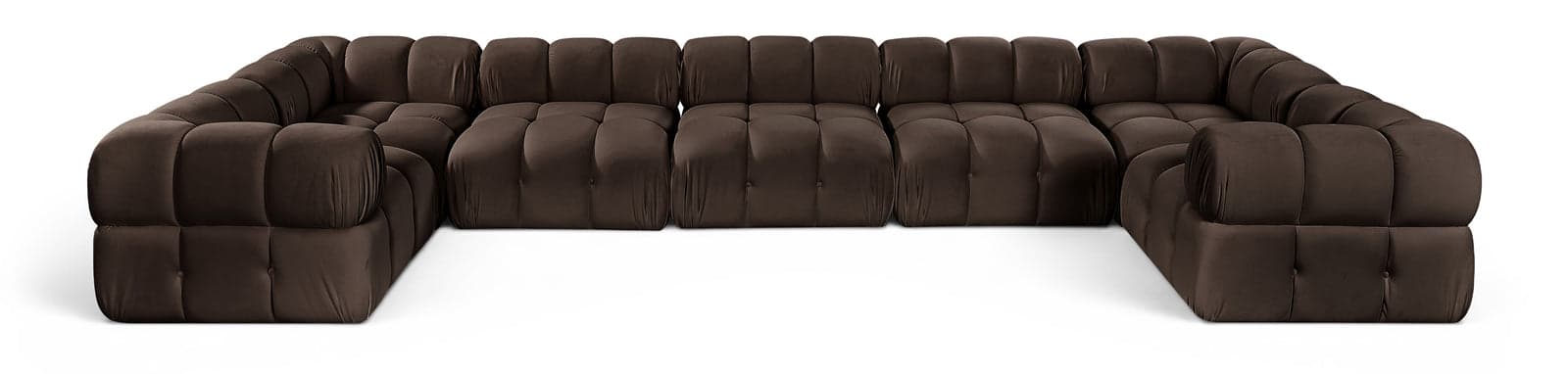 Camden Brown Velvet Performance Fabric Upholstered Sectional, 7-Piece (Style 6) — View 1 (1/3)