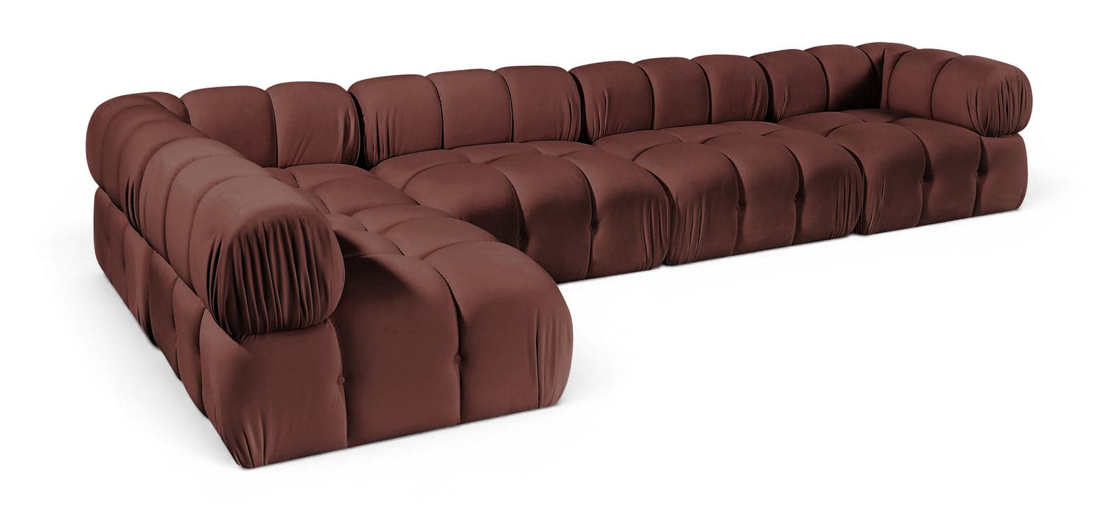 Camden Rose Velvet Performance Fabric Upholstered Sectional, 5-Piece (Style 4) — Vista 1 (1/3)