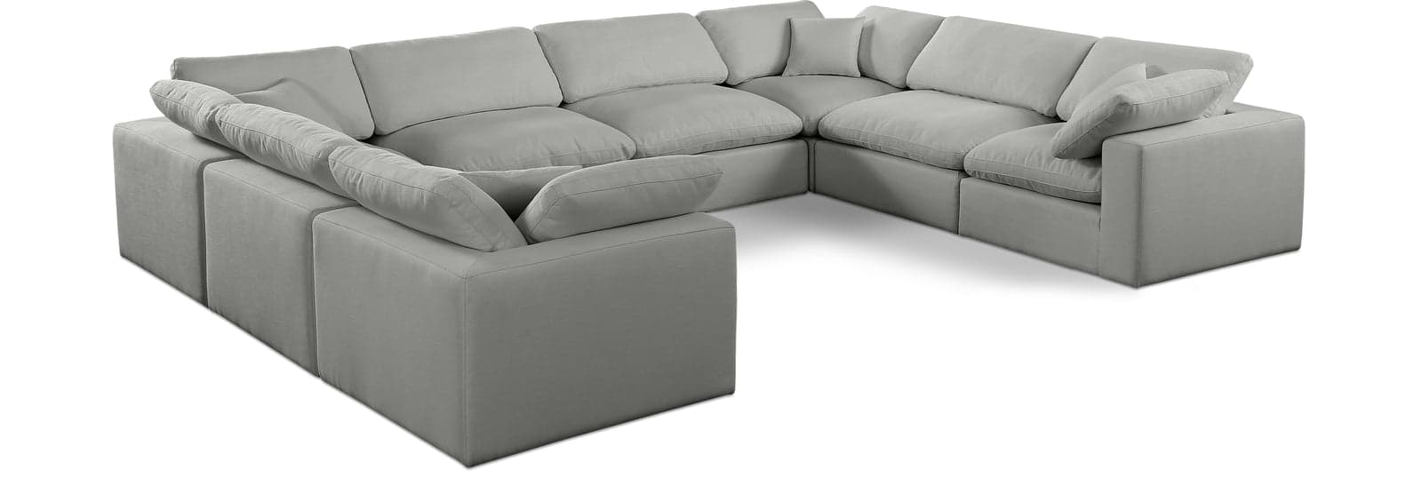 Farrah 158" Grey Linen Textured Fabric Upholstered Sectional, 8-Piece — Vista 1 (1/3)