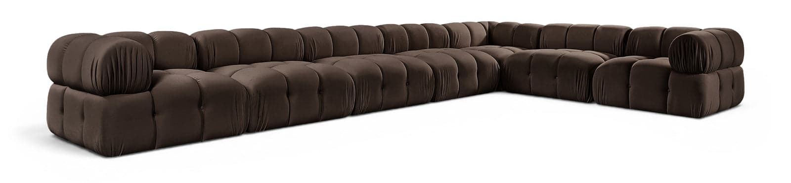 Camden Brown Velvet Performance Fabric Upholstered Sectional, 7-Piece (Style 4) — Vista 1 (1/3)