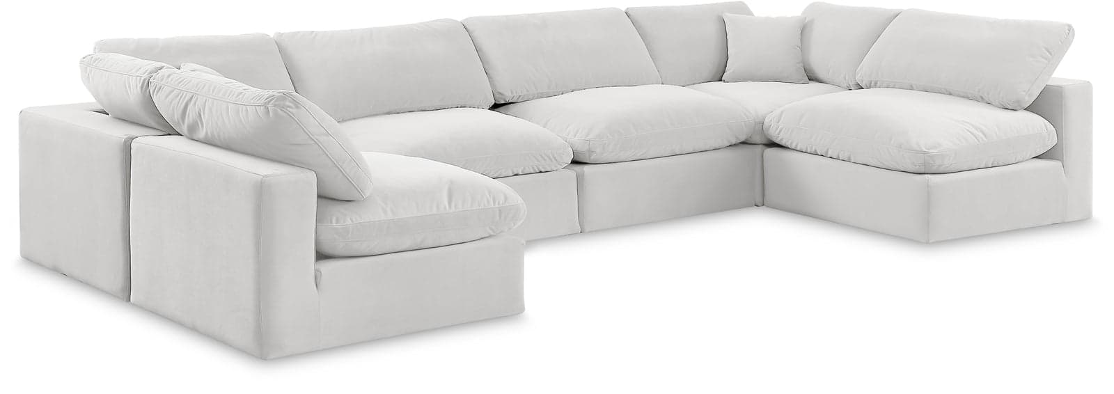 Farrah 158" Cream Velvet Upholstered Sectional, 6-Piece (Style 3) — Vista 1 (1/3)