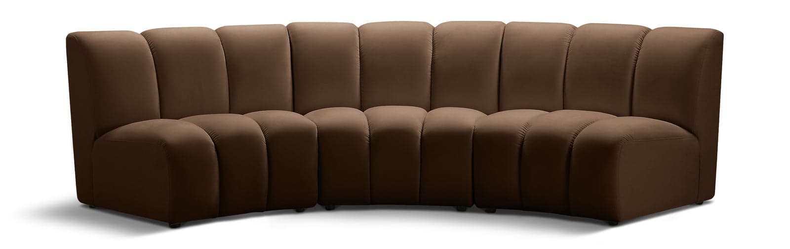 Isolde 119" Brown Velvet Upholstered Sectional, 3-Piece — Vista 1 (1/3)