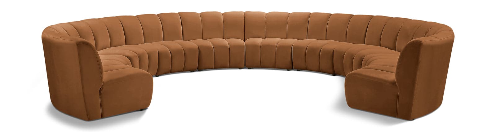 Isolde 183" Saddle Velvet Upholstered Sectional, 10-Piece — Vista 1 (1/3)