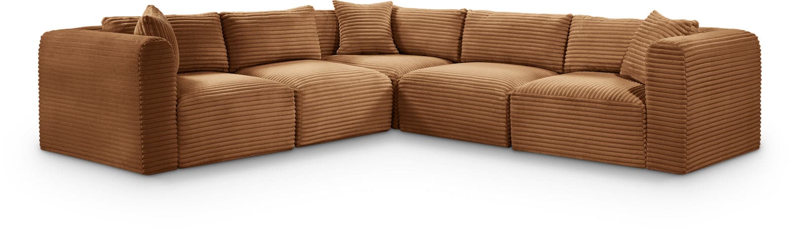Faye 109" Saddle Corduroy Performance Fabric Upholstered Sectional, 5-Piece — View 1 (1/3)