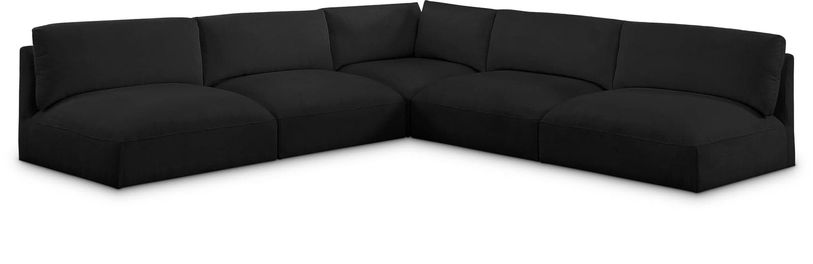 Hadley 114" Black Fabric Upholstered Sectional, 5-Piece — Vista 1 (1/3)
