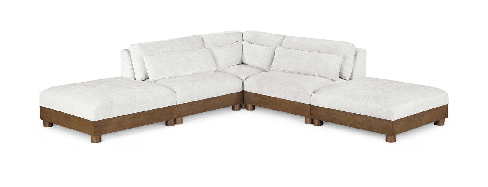Kira 120" Cream Chenille Fabric Upholstered Sectional, 5-Piece (Style 2) — Vista 1 (1/3)
