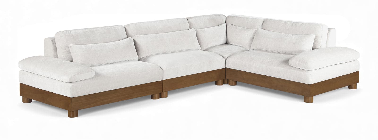 Kira 127.75" Cream Chenille Fabric Upholstered Sectional, 4-Piece — Vista 1 (1/3)