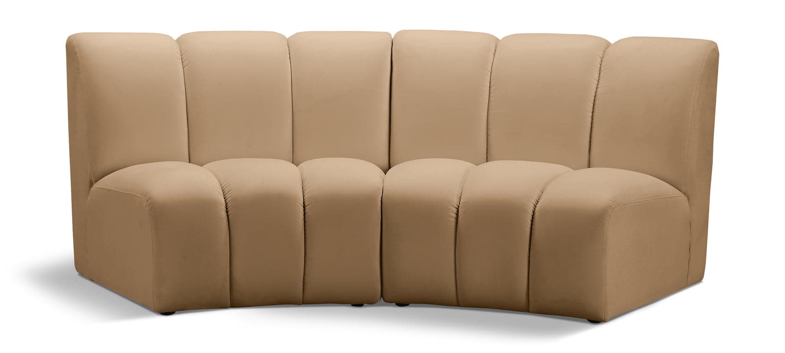 Isolde 83" Camel Velvet Upholstered Sectional, 2-Piece — Vista 1 (1/3)