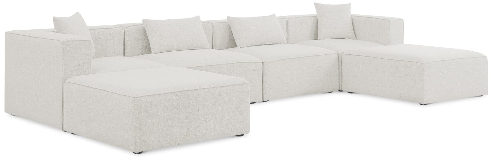 Farrah 144" Cream Fabric Upholstered Sectional, 6-Piece (Style 2) — View 1 (1/3)