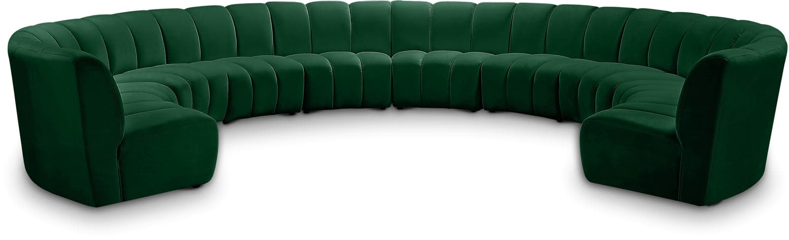 Isolde 178" Green Velvet Upholstered Sectional, 10-Piece — Vista 1 (1/3)